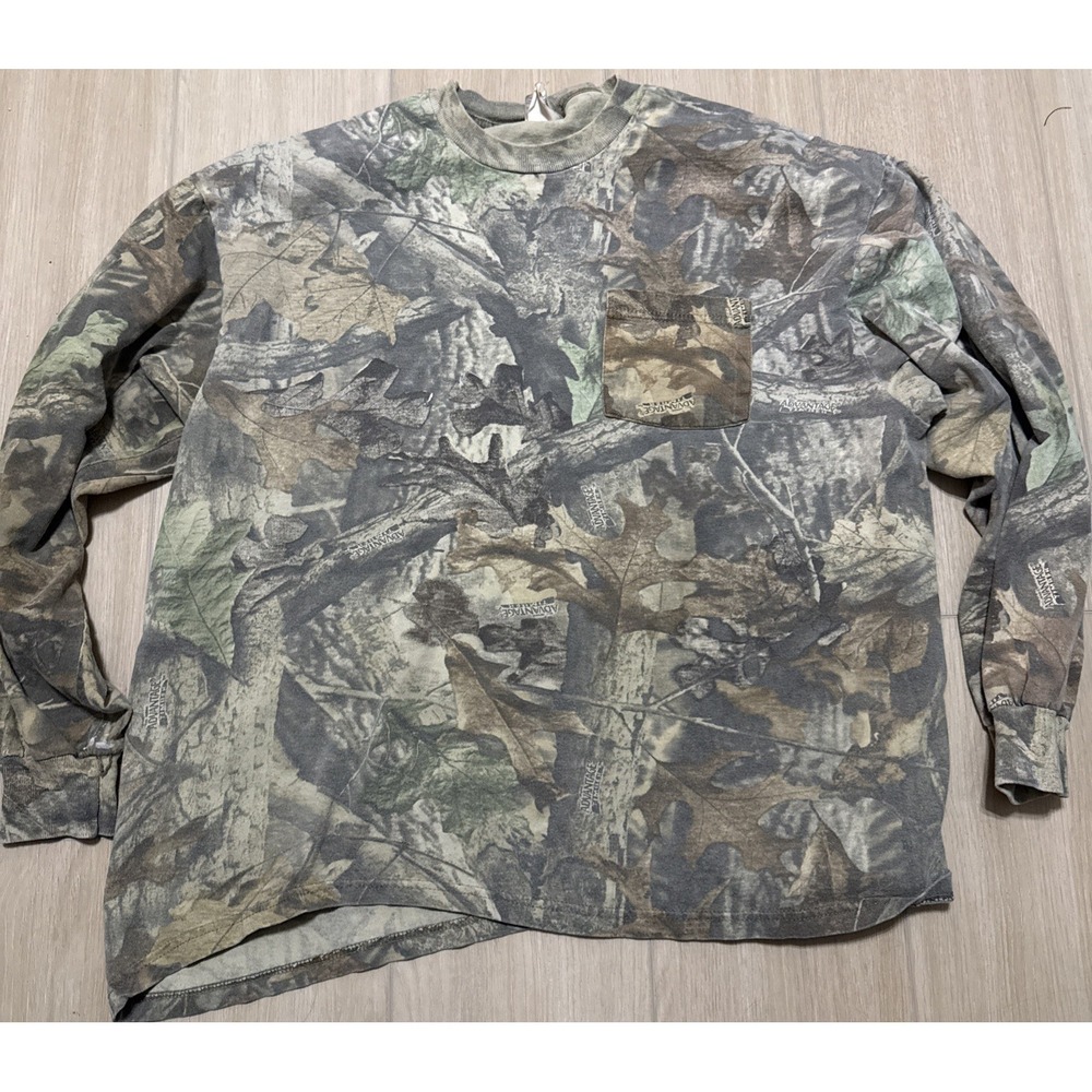 Jerzees Outdoors Mens Sz XL Advantage Timber Camo Long Sleeve Hunting T-Shirt